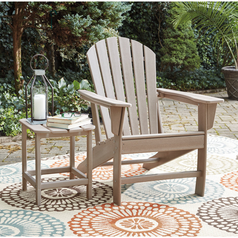 Chaise Adirondack avec table en PEHD Emory, Brun
