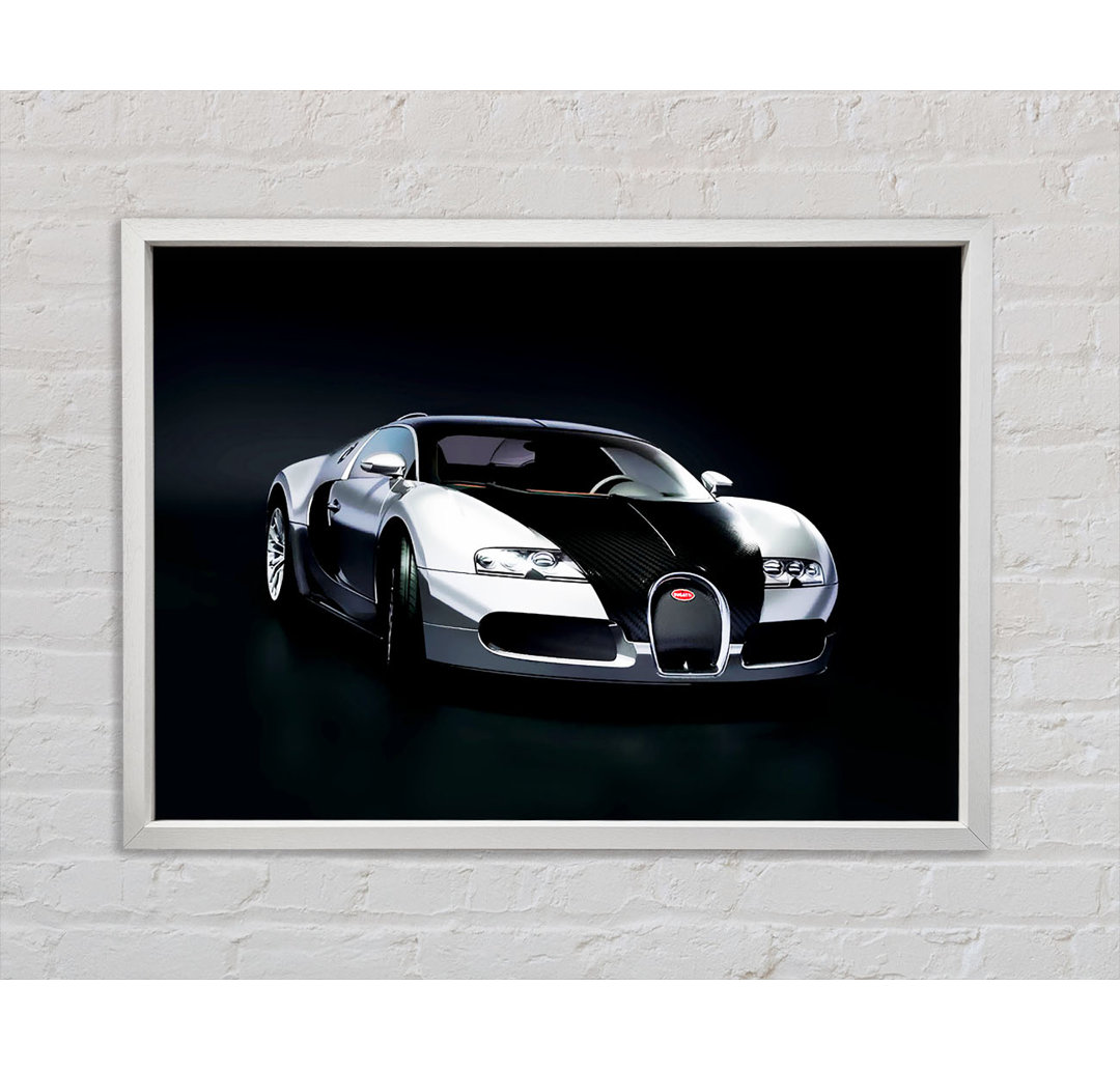 Bugatti Veyron Schwarz Silber - Einzelner Bilderrahmen Kunstdrucke auf Leinwand