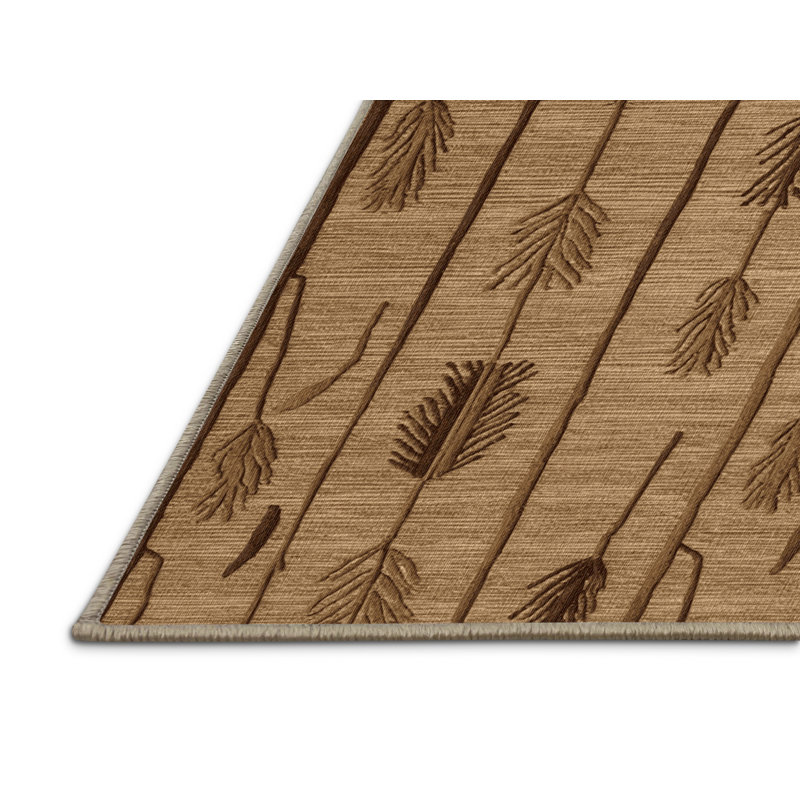 Machine Washable Botanical Brown Area Rug, Rectangle 2' x 3'