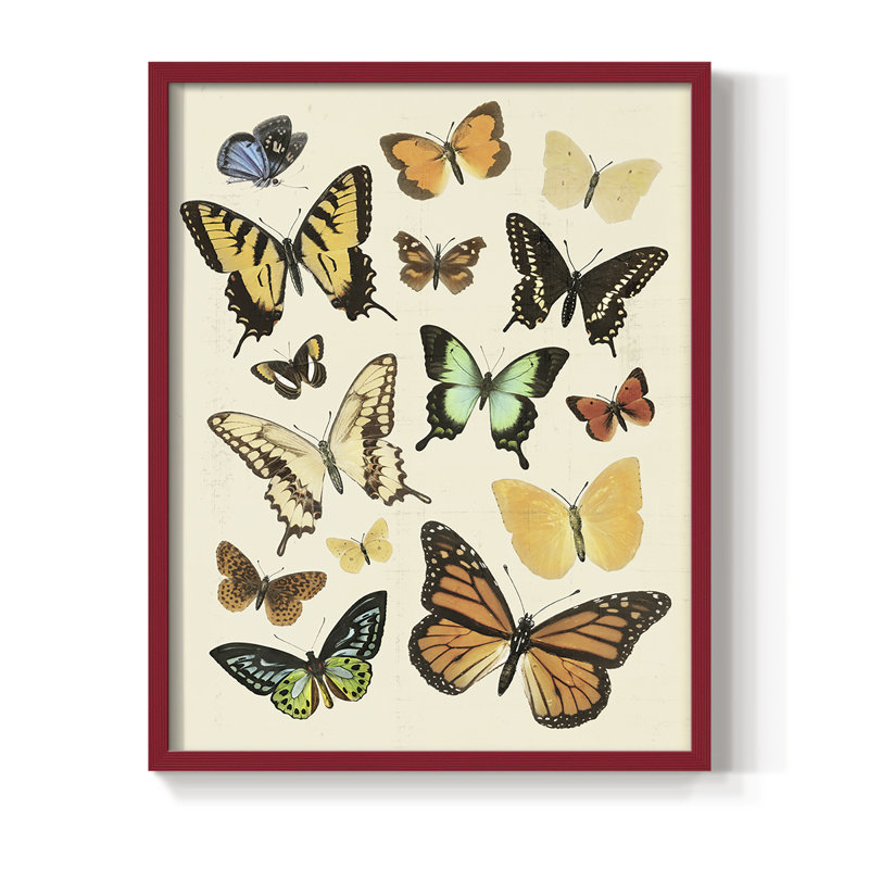 «Collection Flutter I», reproduction encadrée - bois massif, H 30 po x l 24 po, Rouge