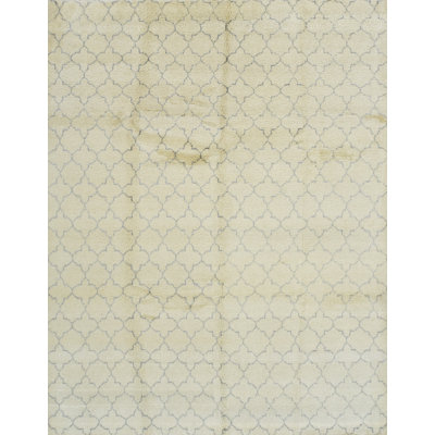 Tapis marocain en laine noué à la main en blanc