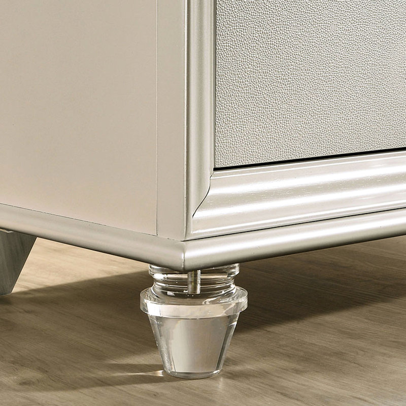 Table de chevet blanche antique avec tiroirs et pieds de chevet en perle anglaise, fabrication en bois massif 2