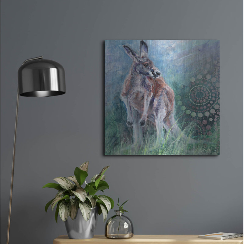 "Red Kangaroo" par Robert Campbell sur métal, H 24 po x l 24 po