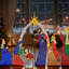 Crèche de Noël illuminée à DEL, tissu et décor de fêtes en fer