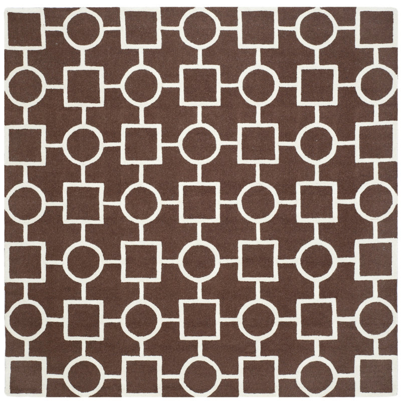 Deedgra Hand Tufted Wool Geometric Rug, Square 6'