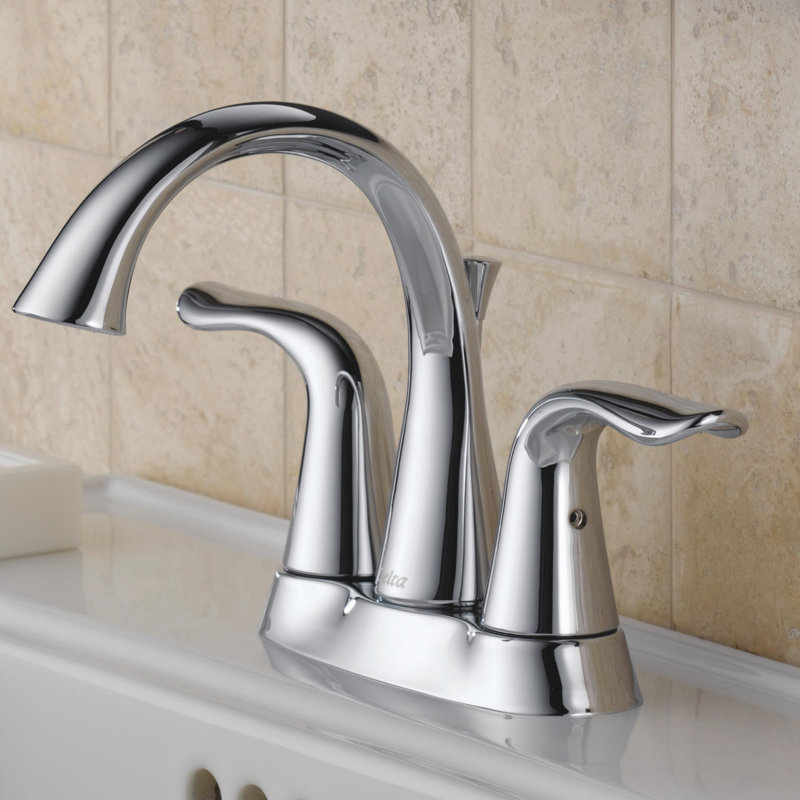 Lahara Centerset Bathroom Faucet with Drain Assembly, 2-handle Bathroom Sink Faucet, Chrome