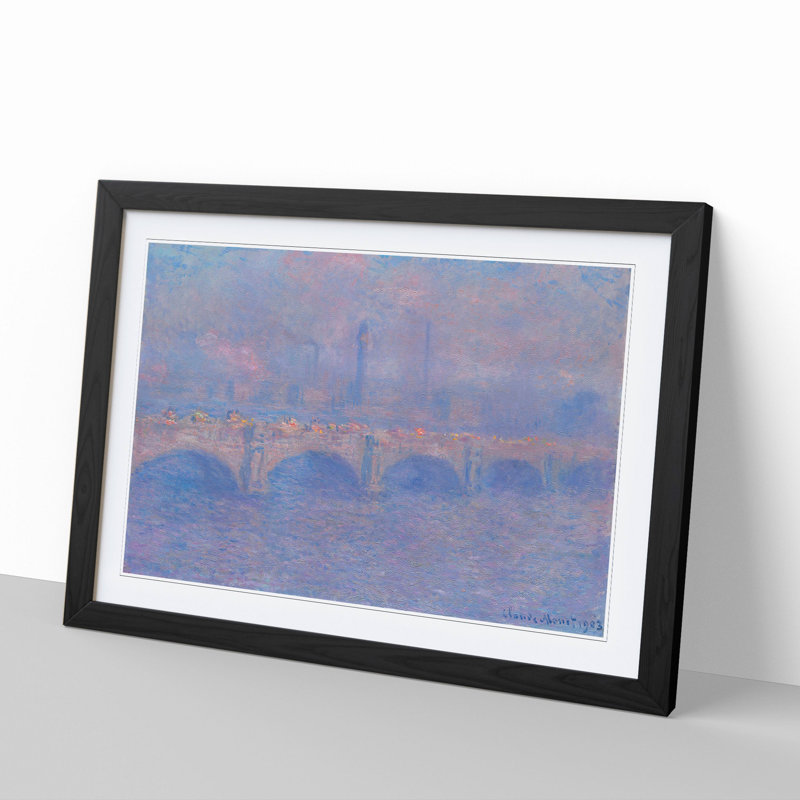 Waterloo Bridge in London Vol.1 by Claude Monet - Picture Frame Painting, 48cm H x 65cm W x 2cm D, Black