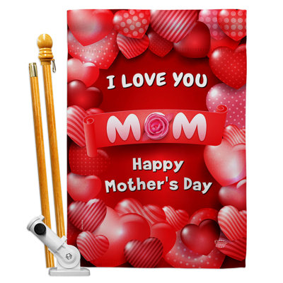 Double Sided 40'' H x 28'' W Polyester Mother's Day Flag Set