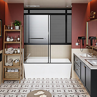 Frameless Aluminum Shower Door Dual Sliding Doors With Quiet Soft-Close Track