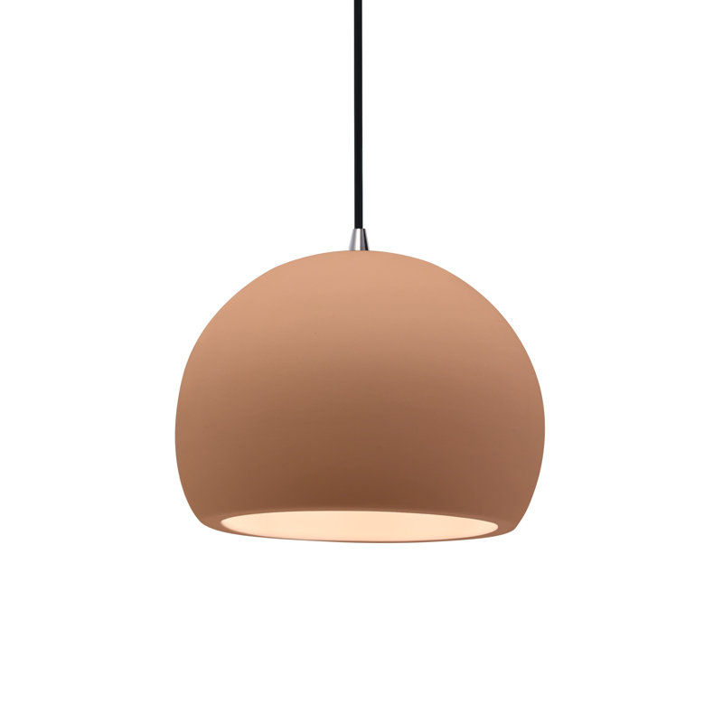 Luminaire suspendu à 1 lumière Aschwin, H 6 po x l 7 po x P 7 po, Adobe, Nickel brossé