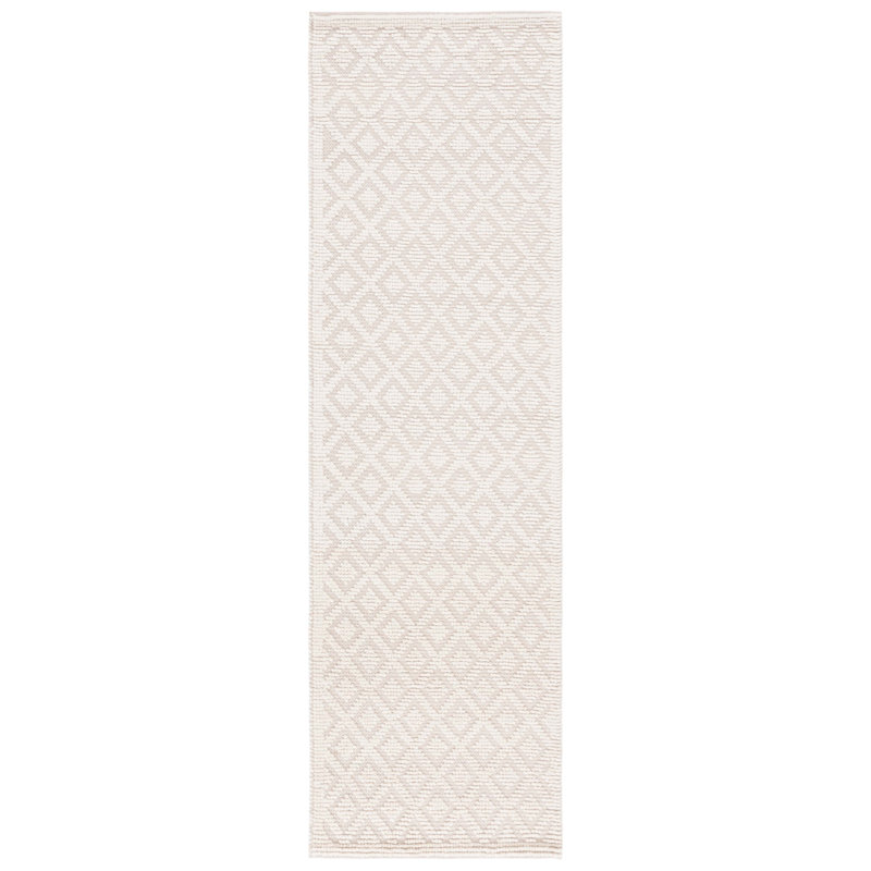 Ivory Geometric Tufted Wool Runner Rug 2'3" x 8'