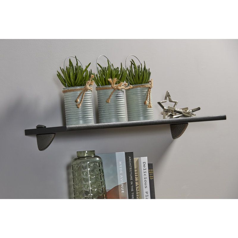 Ensemble de tablettes Gallery 8X32 noires avec supports Pelican, H 3,38 po x l 32 po x P 12 po, Black/Stone Grey