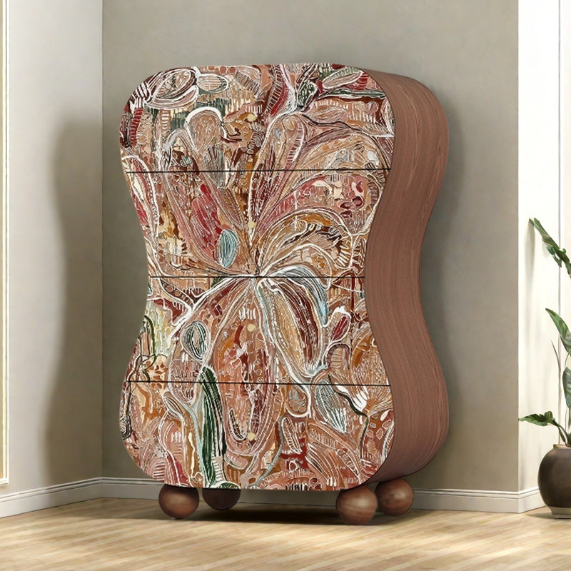 Commode d'appoint de rangement moderne à quatre tiroirs, Noyer