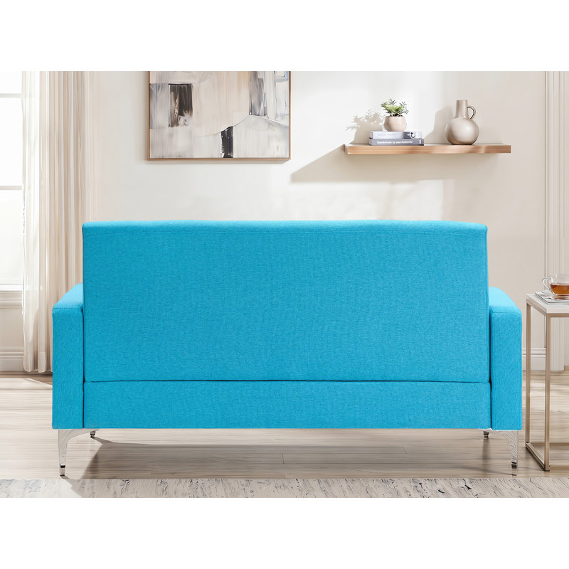 Causeuse capitonnée en velours avec rangement 57 po, Blue