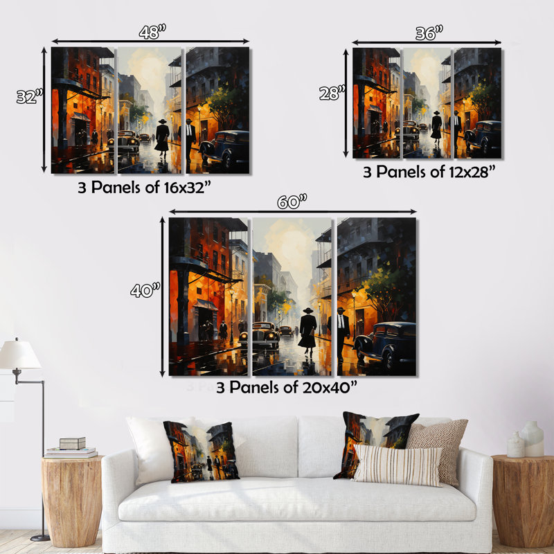 Jazz Harlem Renaissance VI sur toile, 3 pièces, H 32 po x l 48 po x P 1 po