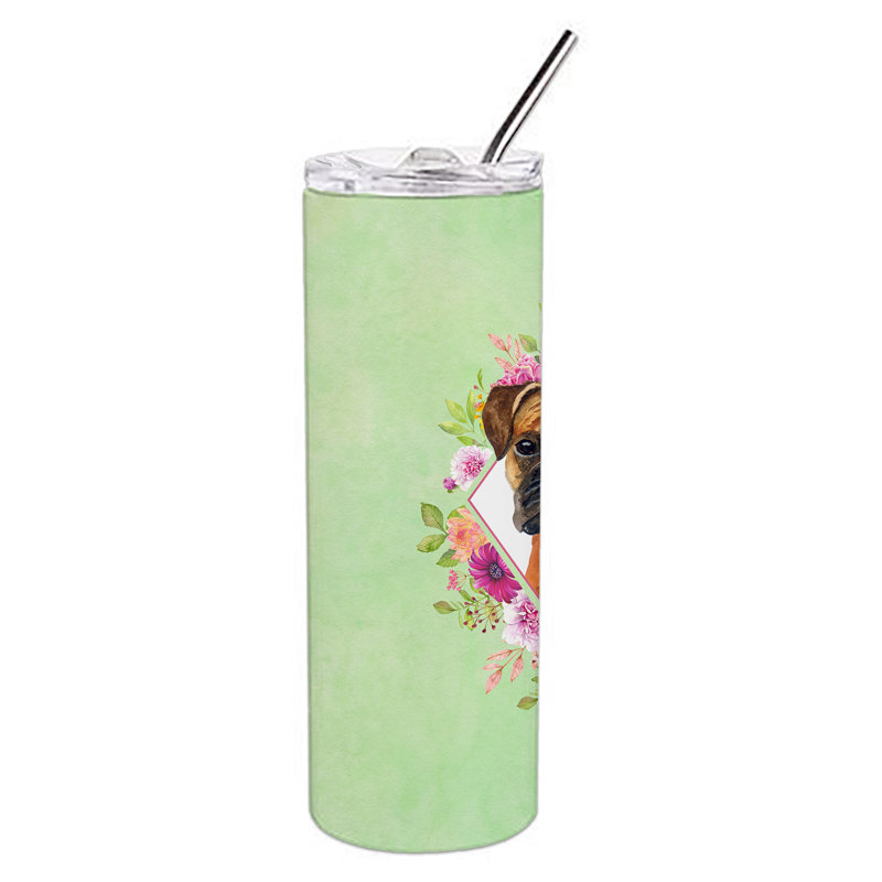 20oz. Stainless Steel Double Wall Glass, German Boxer, Green