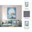 Toile peinte à la main Trish, turquoise, vagues, décoration murale bord de mer, toile en polyester, œuvre d'art nautique, océanique