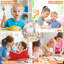 Kids Table and 6 Chairs Set, Height Adjustable Graffiti Desk, Preschool Activity Art Craft Table, for Daycare Classroom Home Boys and Girls Age 3-12 (Beige)-121607539