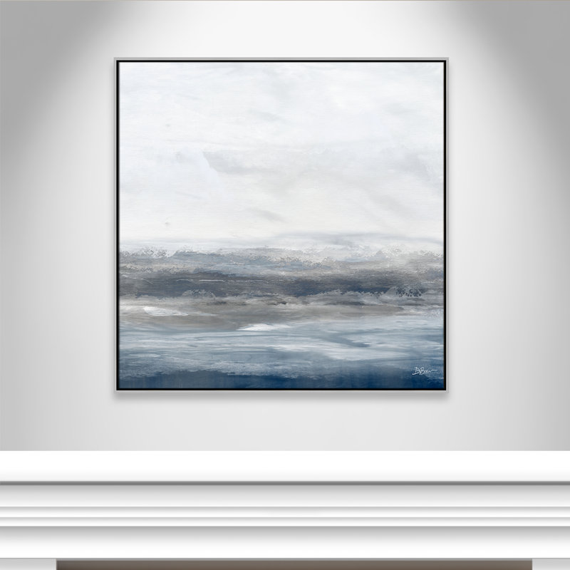Océan - version carrée par Denise Brown, Pas de tapis, Encadrement argenté, H 41,5 po x l 41,5 po x P 2 po