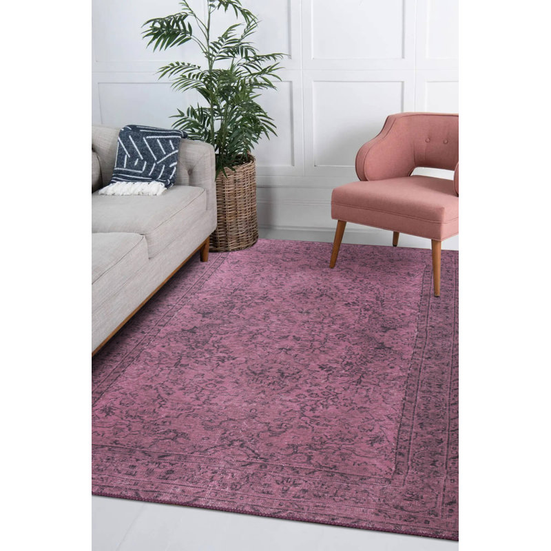 Tapis mauve décoratif rétro, Rectangle 3 pi 10 po x 5 pi 3 po