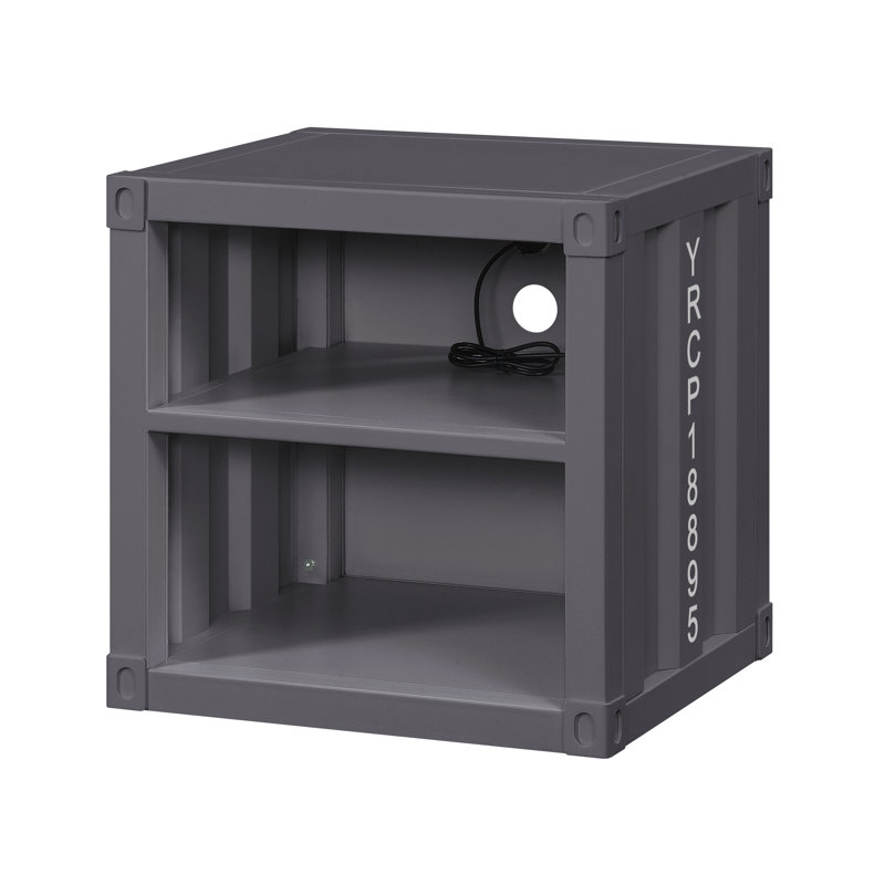 Table de chevet en métal avec tablette et port de chargement USB Omar