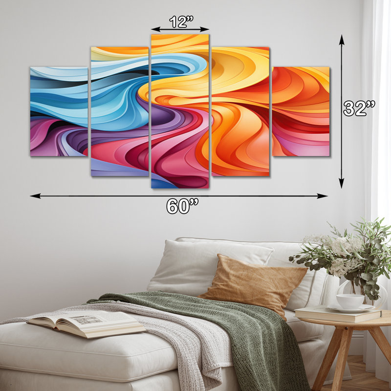 Opt Art Delirium V - Impression d'art mural moderne - 5 panneaux