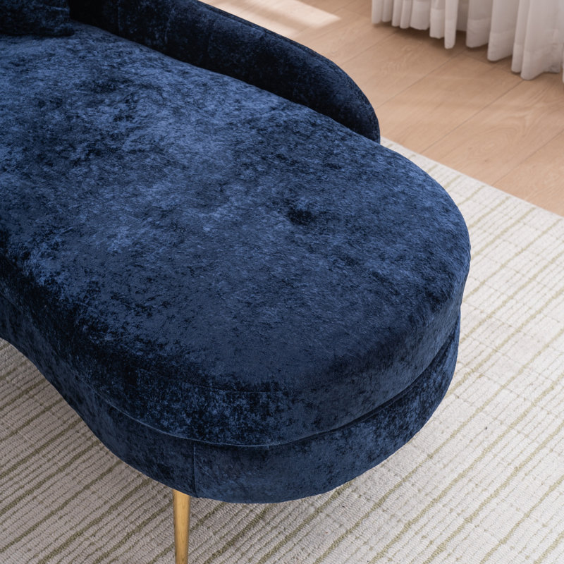 Méridienne rembourrée avec repose-pieds multifonctionnel en chenille pour la salle à manger, Bleu