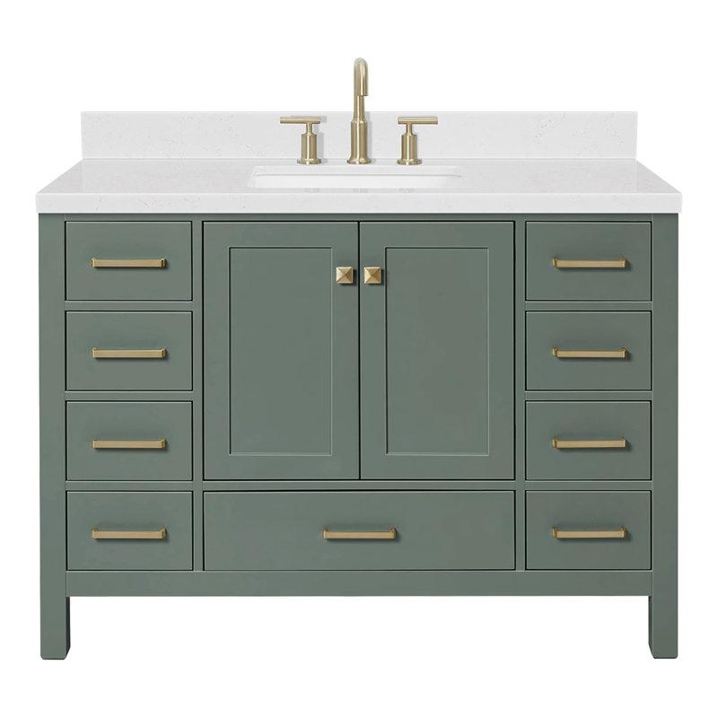 Ensemble de meuble-lavabo simple 48 po Grevera, Rectangular, Vintage Green