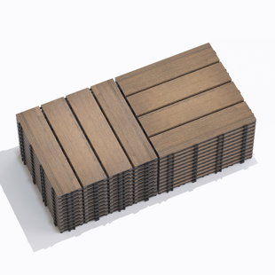 Patio Floor Tiles Pack of 11 WPC Wood-Plastic Composite Patio Deck Tiles,DIY Interlocking Decking Tiles, Court Tile, Water Resistant Indoor Outdoor,11.8x11.8in