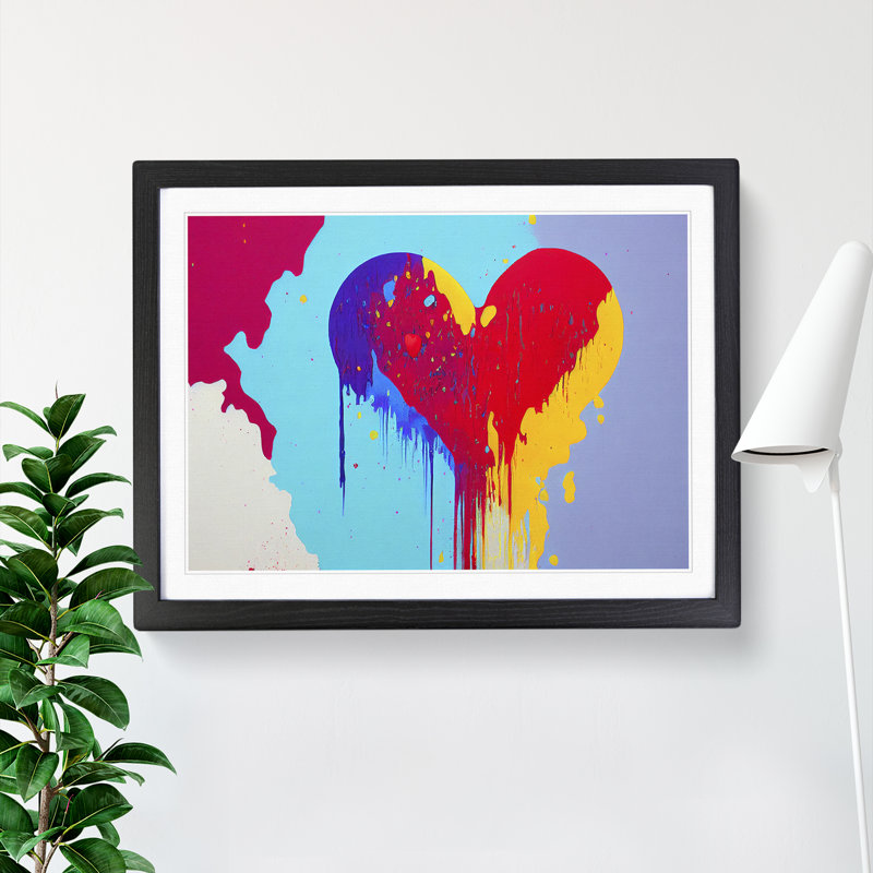 Love He Splash Vol.2 Abstract - Single Picture Frame Painting, 46cm H x 64cm W x 2cm D, Black