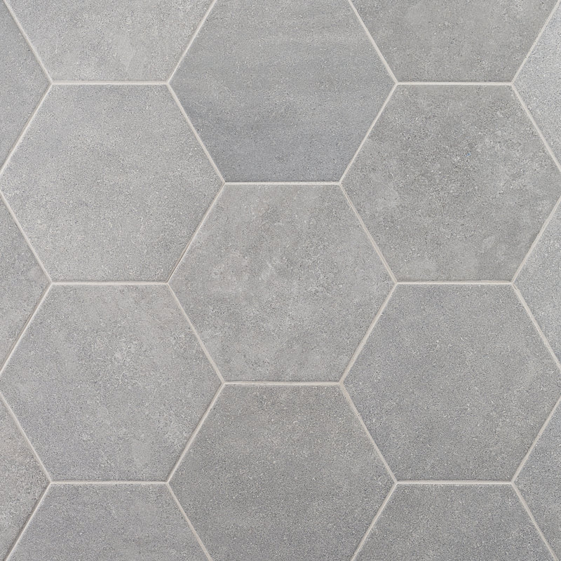 Carreau de porcelaine pour plancher et mur Sanskrit Hexagon, Gris