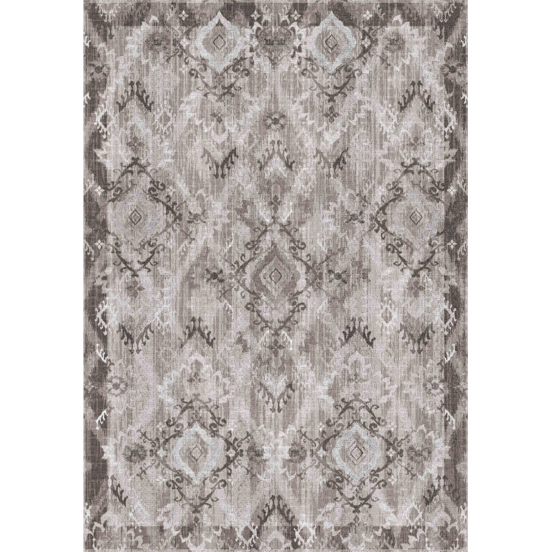 Tapis gris à motif géométrique Agadir, Rectangulaire 2 pi 1 po x 3 pi 6 po