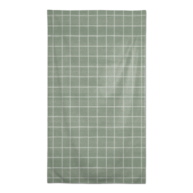 Rectangular Plaid Polyester Tablecloth, Green