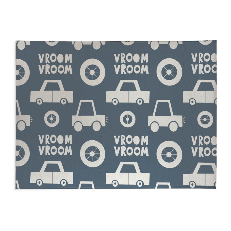 Vroom vroom Colorized Kids Play Mat, Blue, Rectangle 36" x 60"