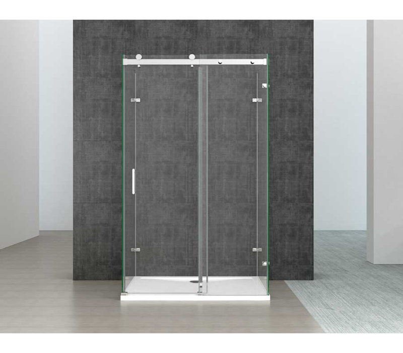  U Shape Framless Shower Enclosure - Sliding Door & 2x Side Screen - 8mm Safety Clear Glass (1350 x 750mm)