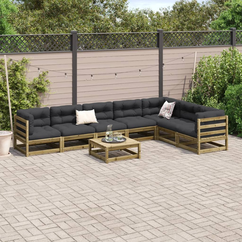 Brayden Studio Garden Sofas Armless 3 Pcs 70X70x67 Cm Solid Wood, Natural