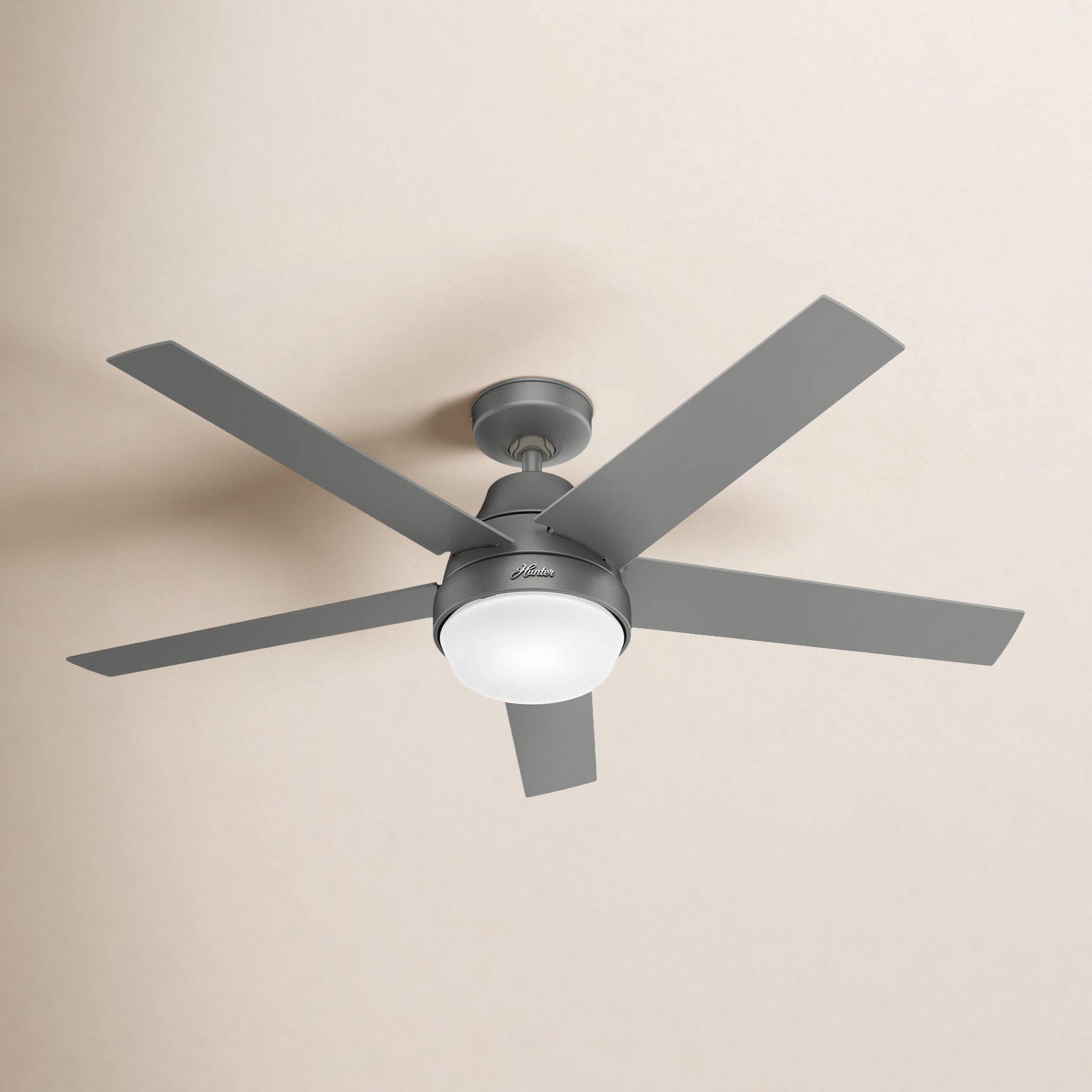 52" Aerodyne 5 - Blade Modern Smart Ceiling Fan with Lights and Remote, Matte Silver