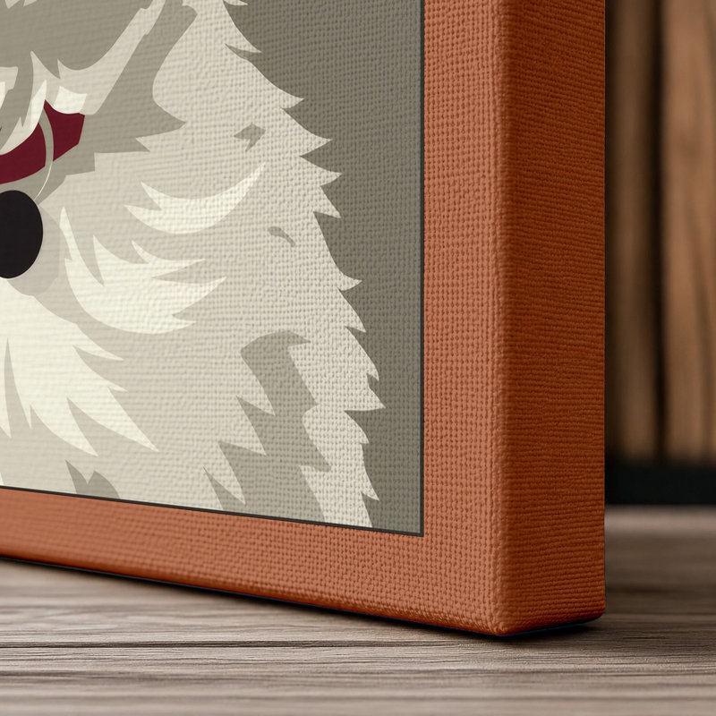 Portrait of Burgundy Collar Modern - Wrapped Canvas, 36x24 - 91.4 x 61.0 cm, Terracotta Border