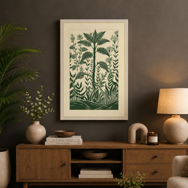 Garden Study Botanical - Wrapped Canvas, 30x20 - 76.2 x 50.8 cm, Ochre Border