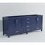 80 po L x P 22 po. Meuble-lavabo bleu marine - bois massif, contreplaqué E0, fermeture douce, 6 tiroirs, 2 armoires et tablette ouverte-1782814646