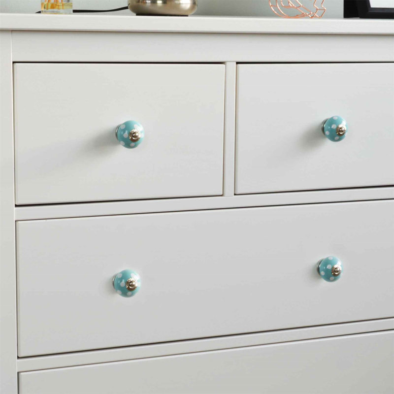 Nicola Spring - Round Ceramic Cabinet Knobs, Turquoise/White