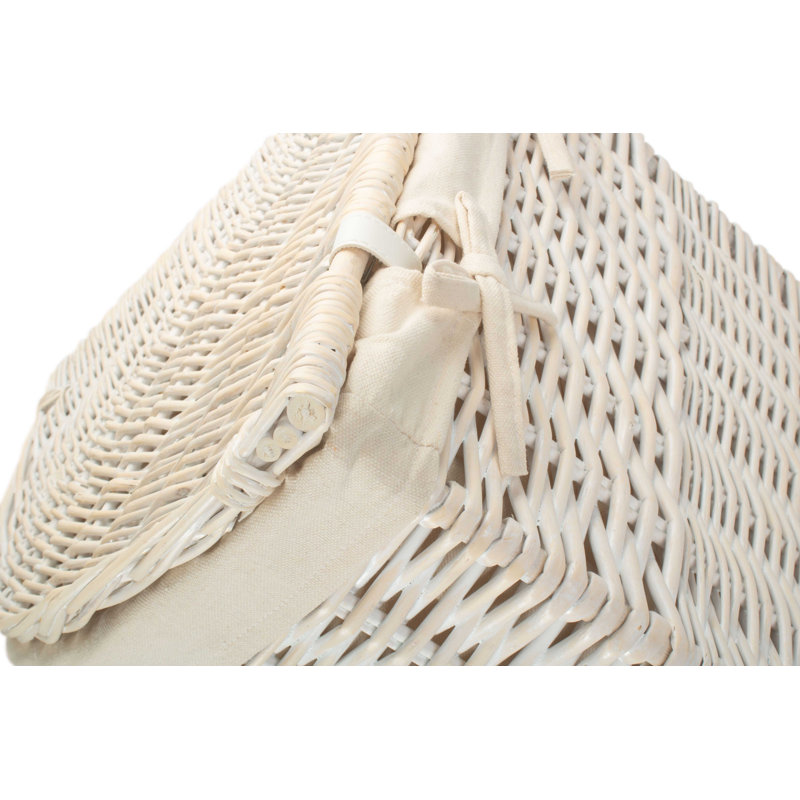 Wicker Lined Corner Laundry Bin Basket, Large (60cm H x 46cm W x 46cm D), White Wash/White Lining
