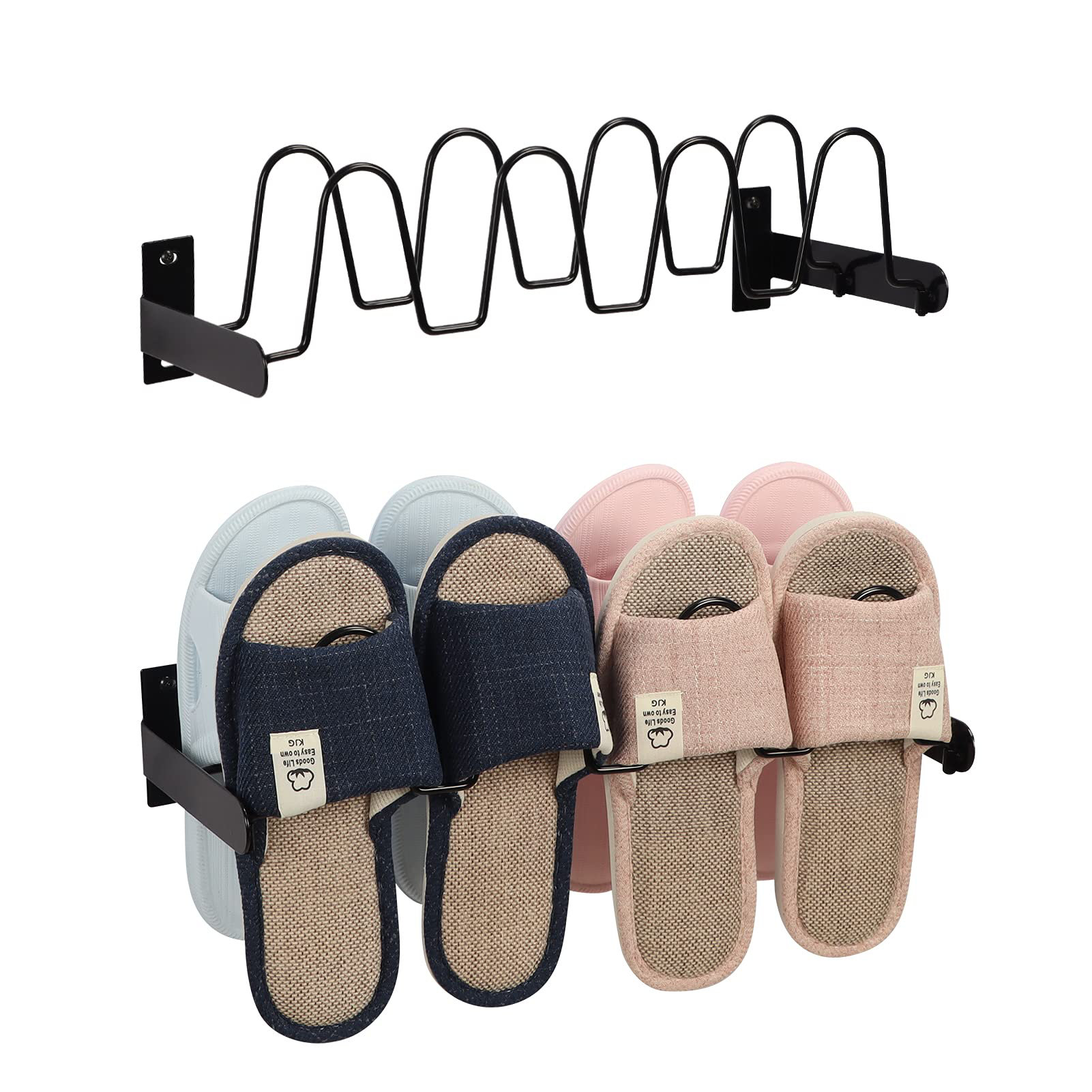 Rebrilliant Wall Mounted Shoe Rack Storage Rack 8 Pairs Of Sandals ...