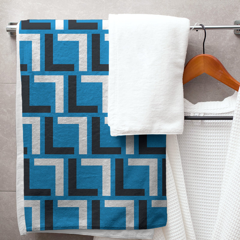 Bath Towel, Carolina Blue/Black/White