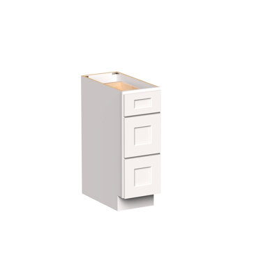 DL Cabinetry (Ready-To-Assemble) Shaker Style 3 Drawers Base Cabinet W12" x H34.5" x D24" - White Shaker