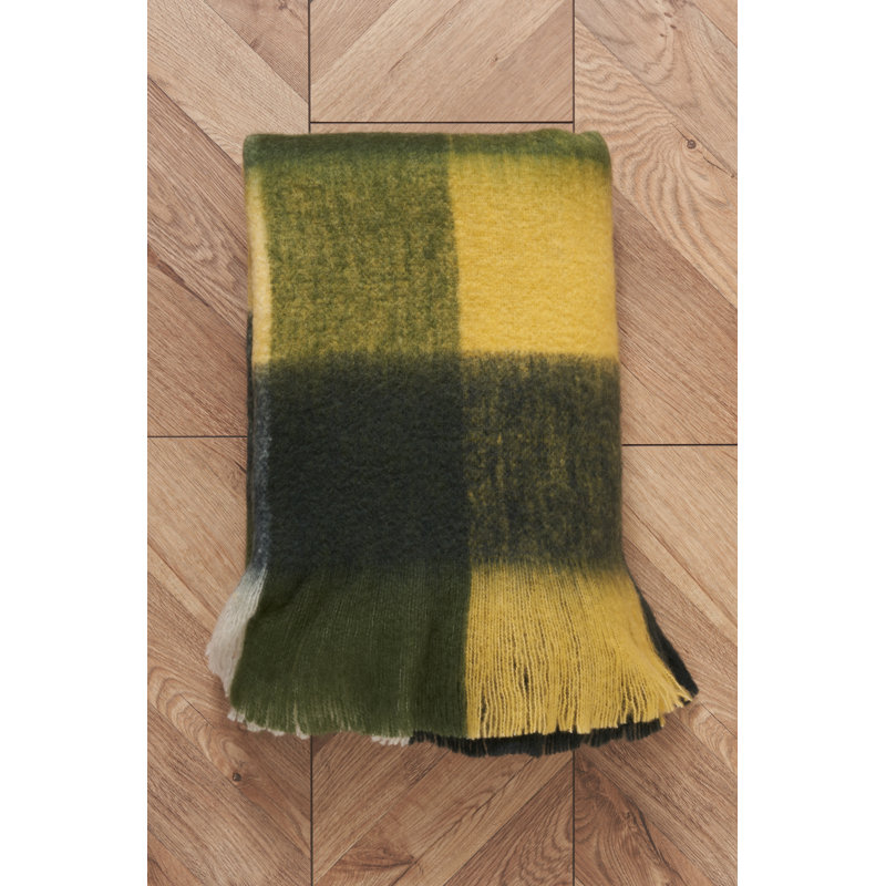 Brambly Cottage Throw, Green/Yellow/Navy Block Print
