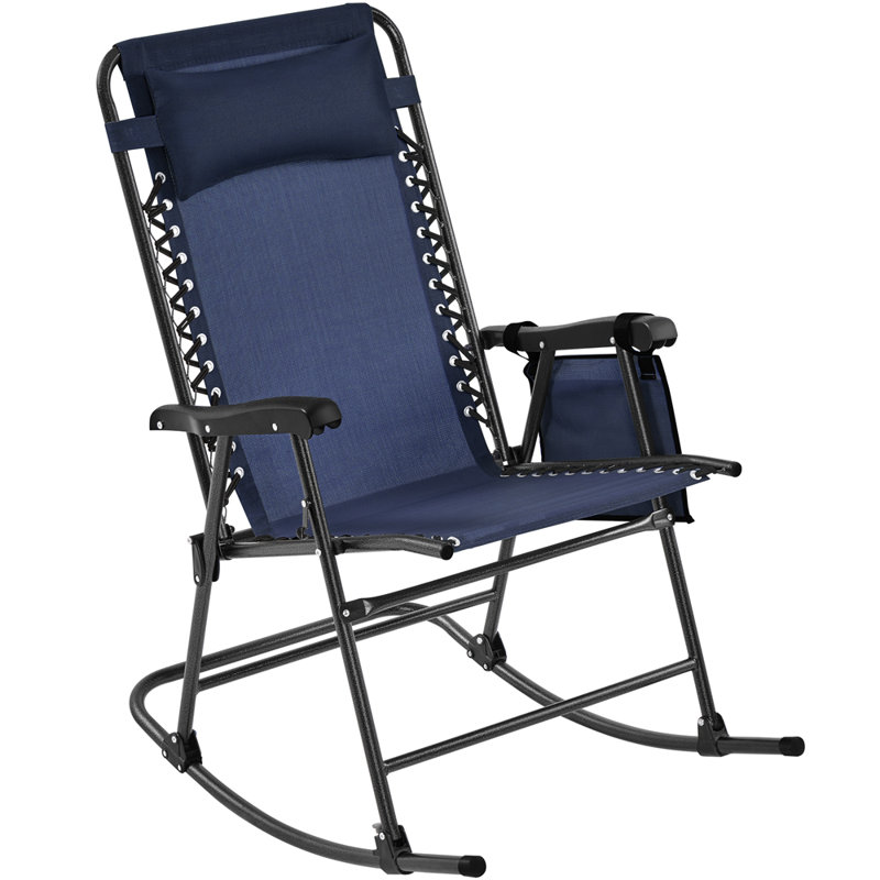 Chaise berçante d'extérieur pliable en acier, Marine
