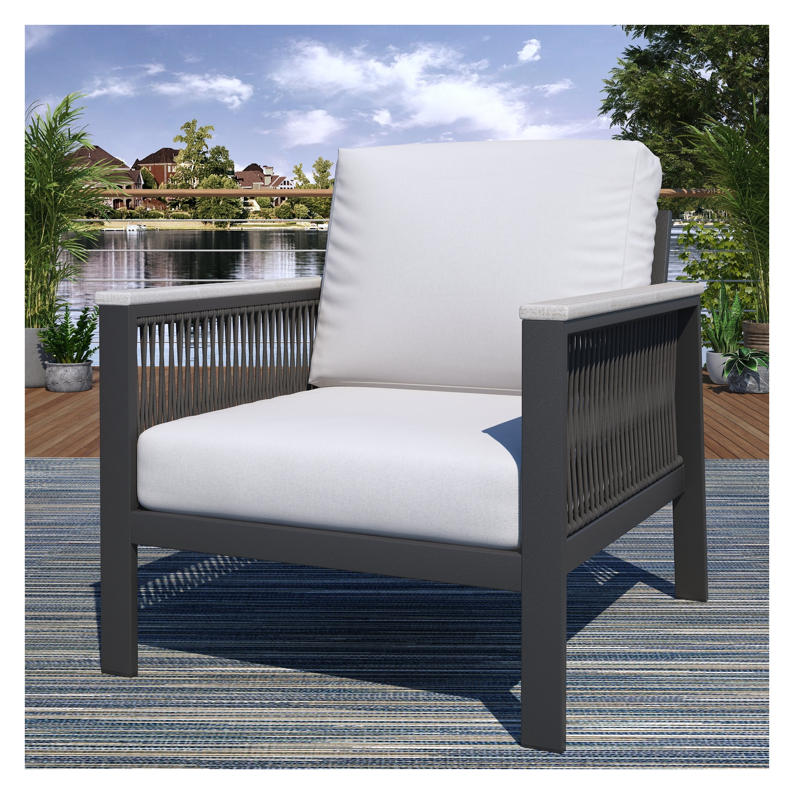 Townsend - Person Patio Conversation Set with Cushions, Canvas White Sunbrella® Canvas