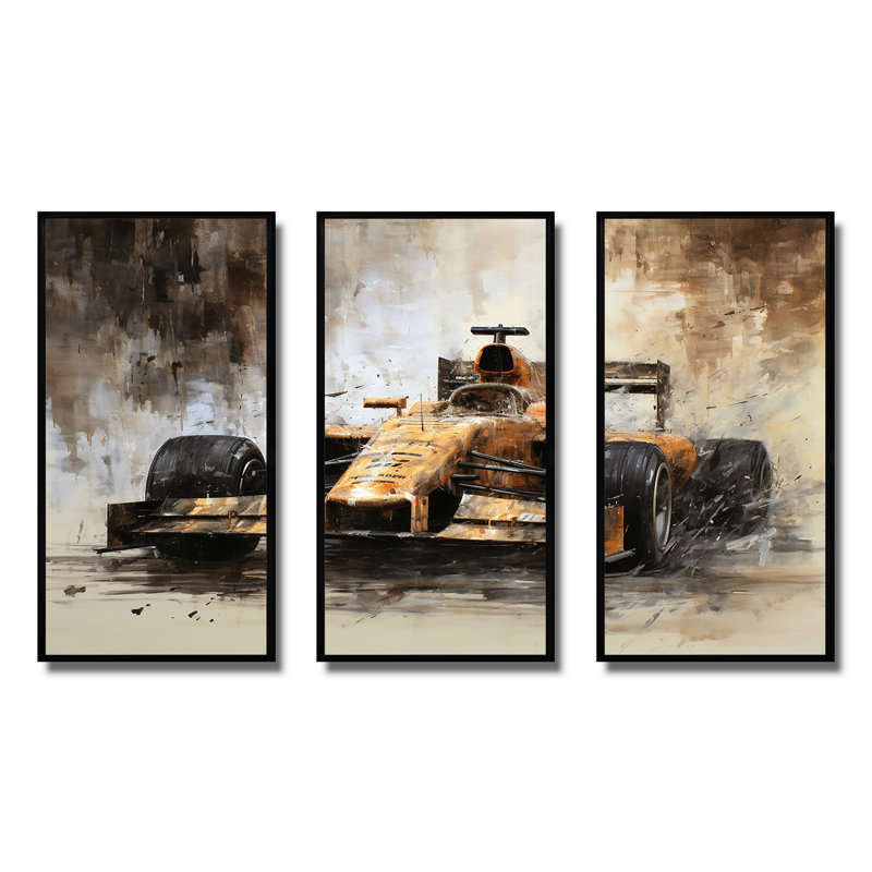 «Vintage Cartrack» - art mural, H 28 po x l 36 po x P 1 po, Cadre flottant noir