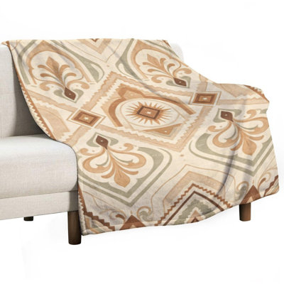 Jeté symétrique en flanelle de luxe Geometri, couverture douce et chaude pour le canapé-lit du salon